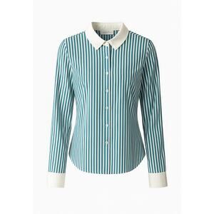 New York & Co Teal Striped Button Down Shirt L